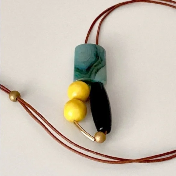 Natural Stone Geometric Pendant Necklace - Picture 6 of 6